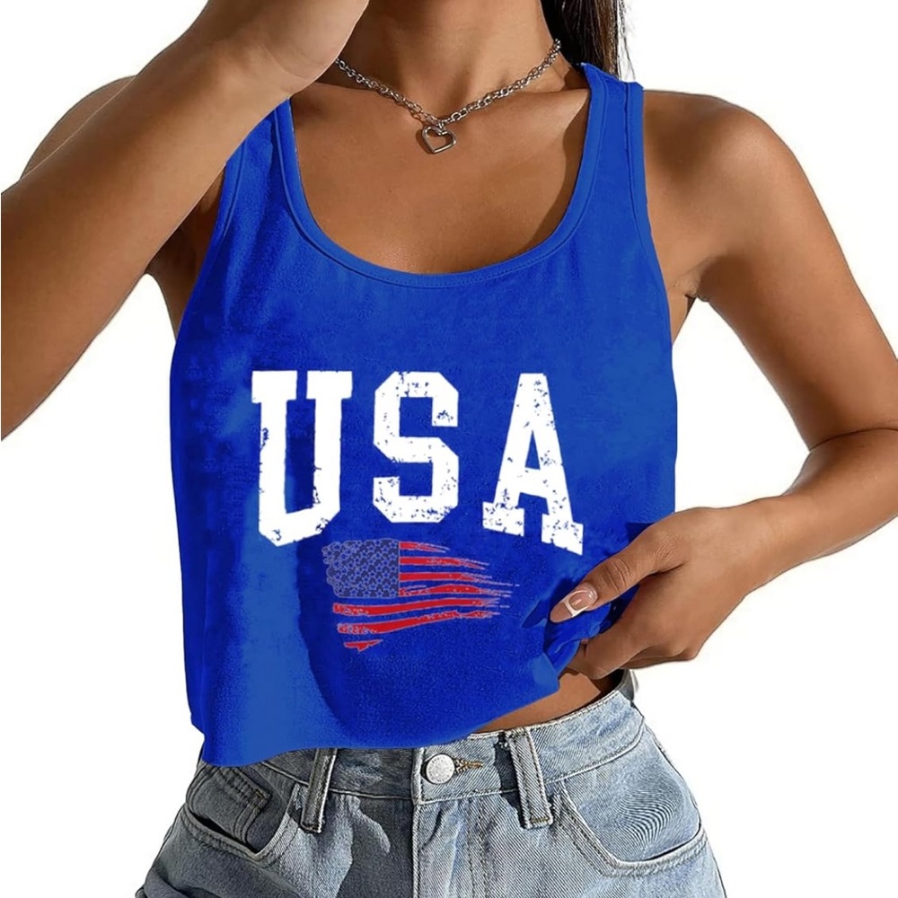 Women’s NWOT Size L USA Crop Tank Tops by Lawozzos